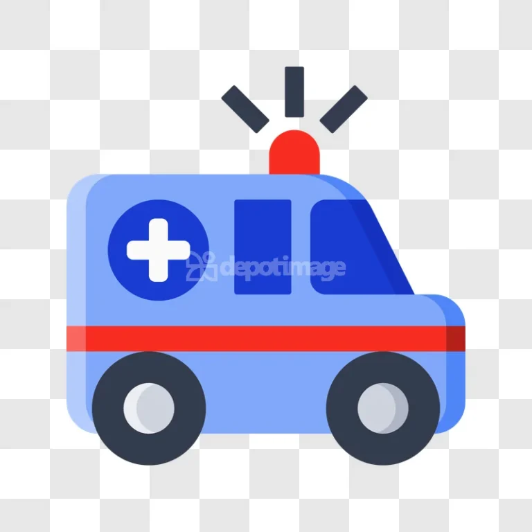Blue Ambulance Medical Emergency Vehicle Icon flat design transparent background