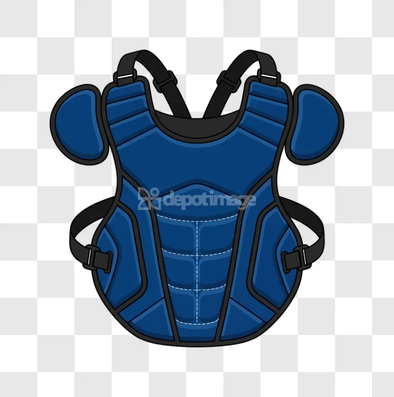 Blue Baseball Catcher Chest Protector Equipment cartoon style blue black