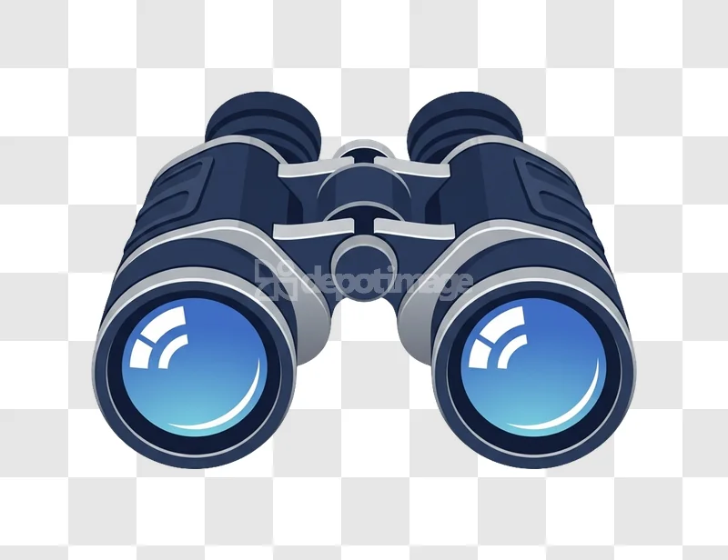 Blue Binocular Optical Device Vector Illustration dark blue silver lenses transparent