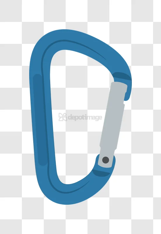 Blue Carabiner Clip Illustration flat design transparent background