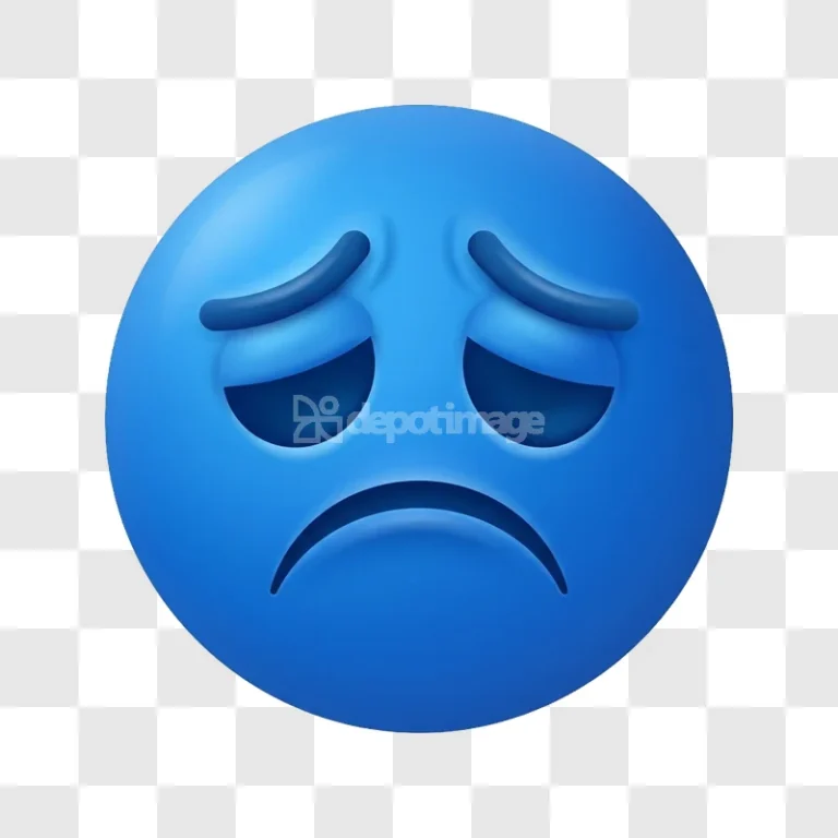 Blue Depressed Sad Face Emoji Dark Eyelids