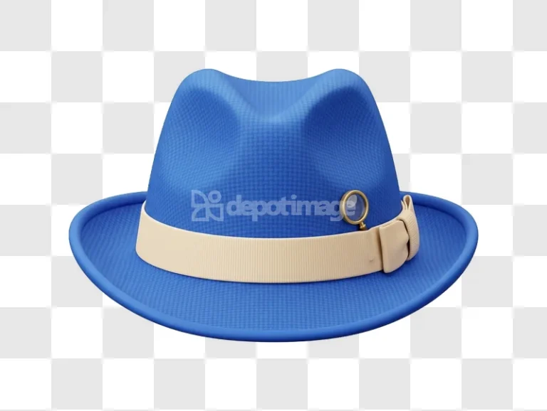 Blue Detective Fedora Hat Magnifying Glass 3d 3d render blue cream isolated