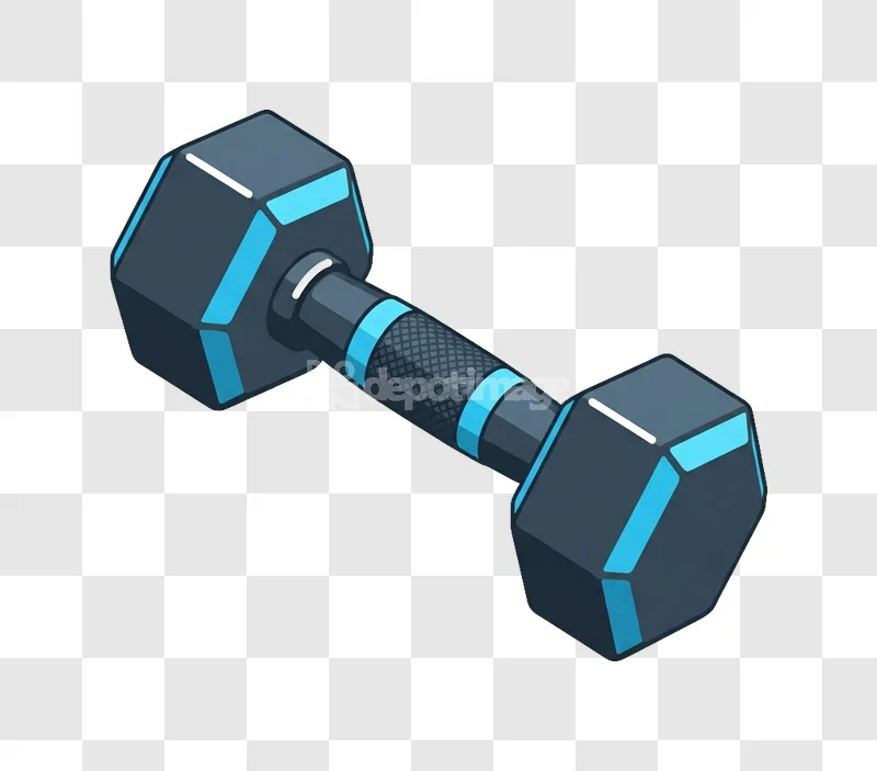 Blue Dumbbell Weight Equipment dark gray blue accents transparent background