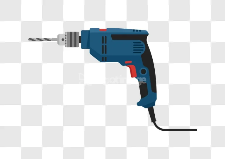 Blue Electric Drill With Metal Bit flat vector illustration dark background