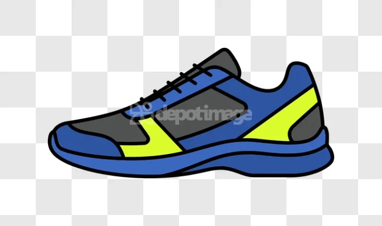 Blue Gray and Lime Green Sneaker vector illustration black background