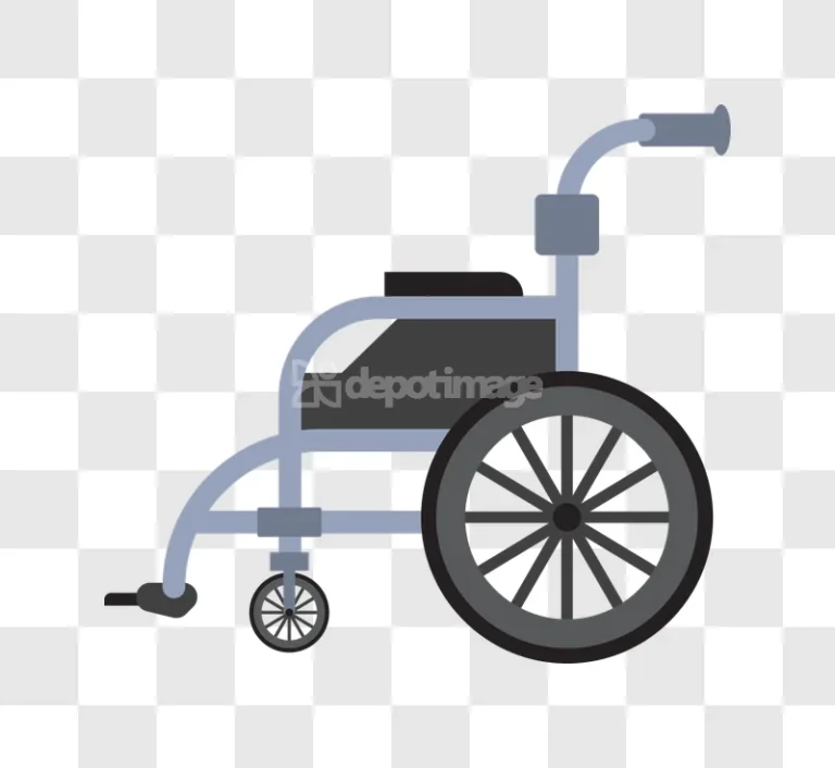 Blue Gray Medical Wheelchair Mobility Aid Device flat illustration transparent background