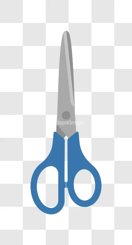 Blue Handled Scissors With Gray Blades flat design on transparent background
