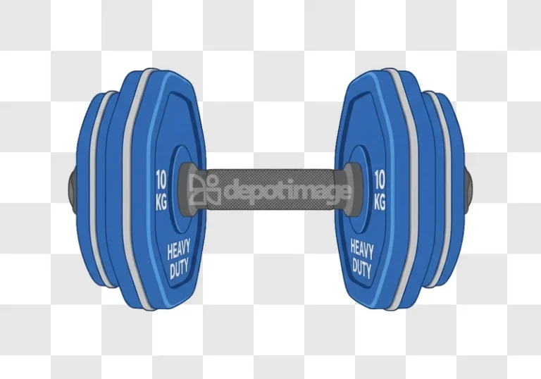 Blue Heavy Duty 10kg Dumbbell Vector Gym Icon flat style transparent background