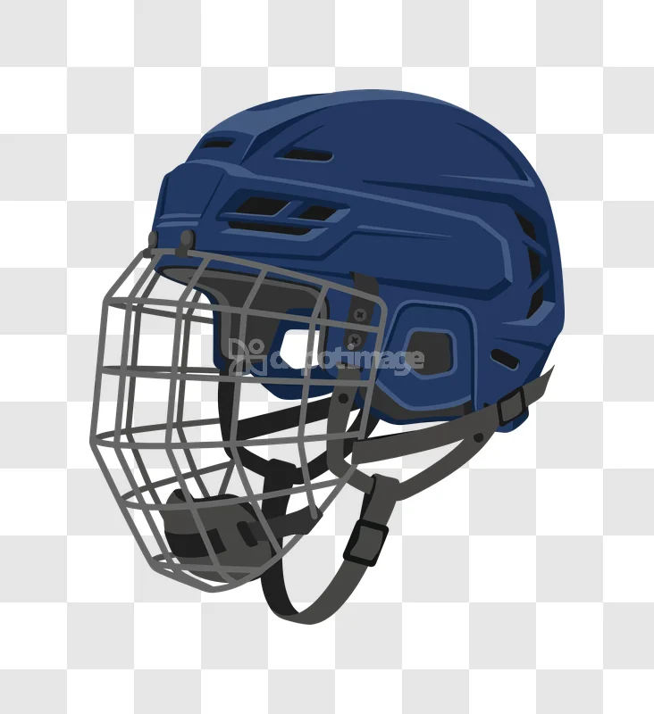 Blue Hockey Helmet With Full Face Mask vector illustration transparent background