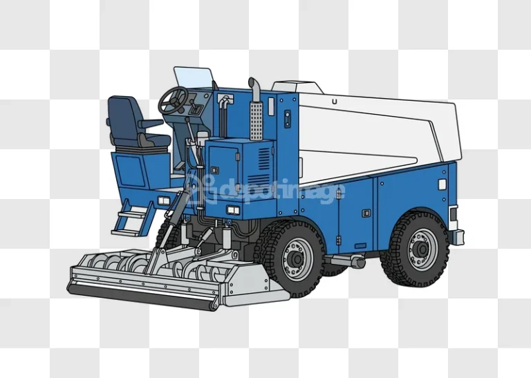 Blue Ice Resurfacing Machine Isolated detailed illustration blue white