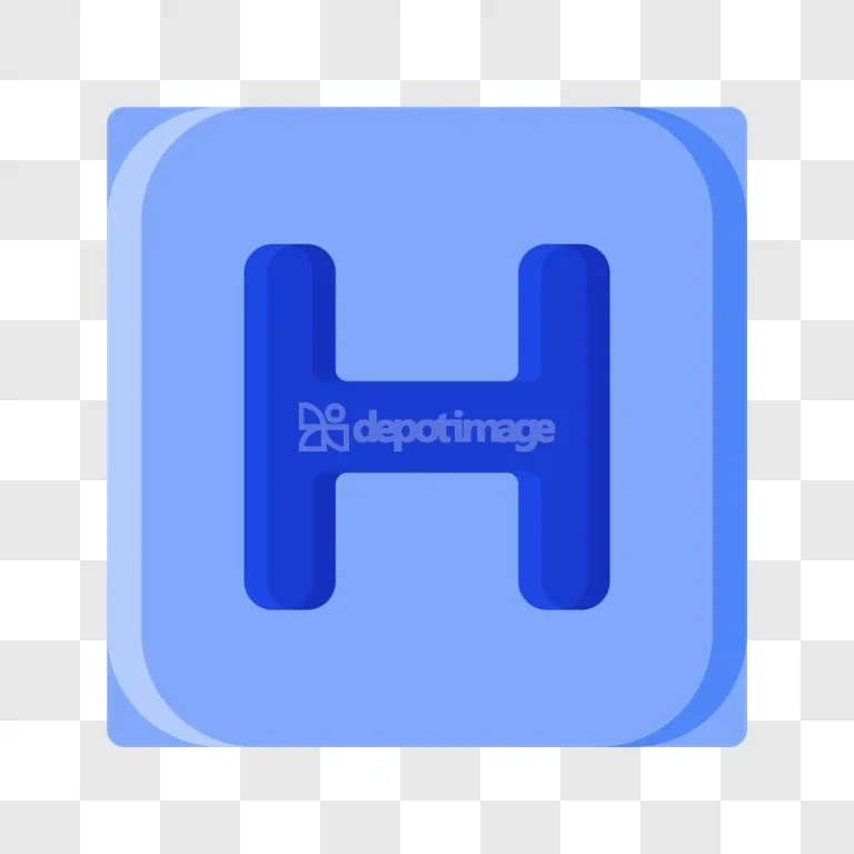 Blue Letter H Hospital Icon Medical flat design blue square