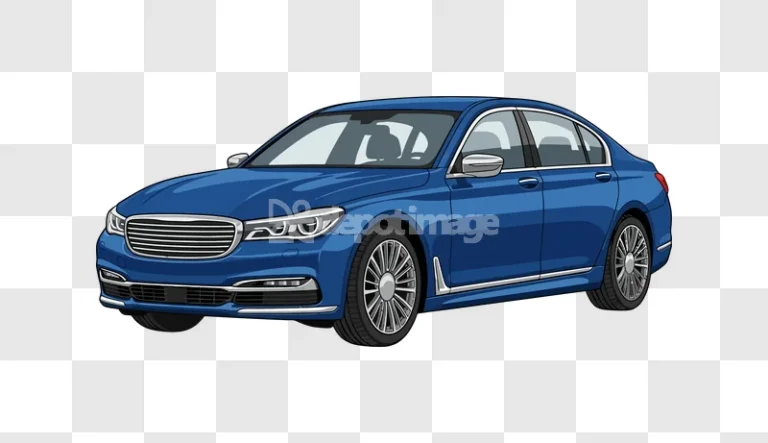 Blue Luxury Sedan Car Isolated on Black vector illustration transparent background