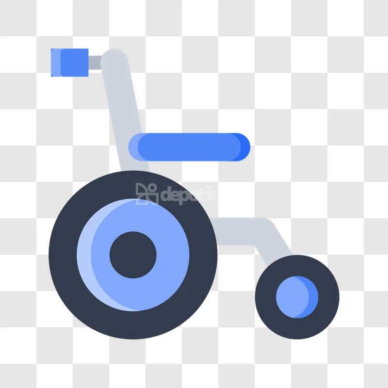 Blue Manual Wheelchair Mobility Aid Medical flat icon transparent background