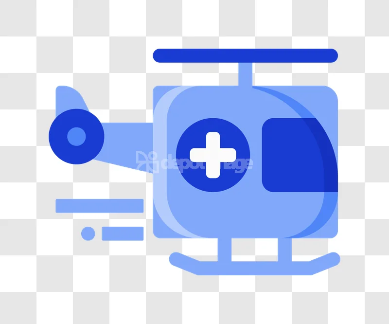 Blue Medical Helicopter Emergency Transport flat icon light blue