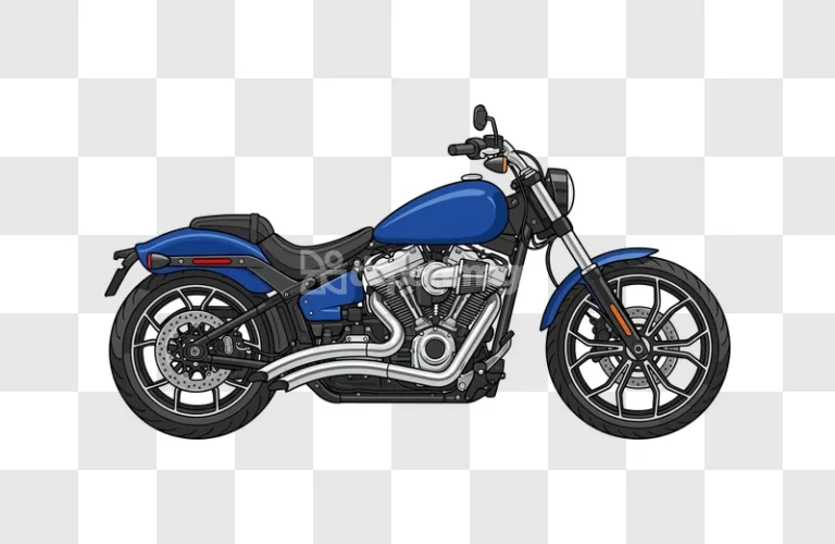Blue Modern Custom Cruiser Motorcycle Vector Art detailed illustration black background