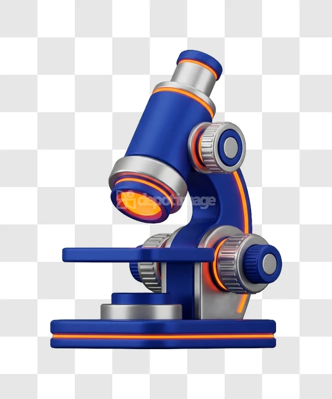 Blue Orange Modern Microscope 3d Render