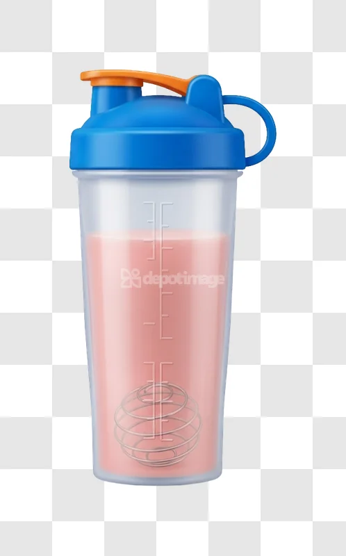 Blue Orange Shaker Bottle Pink Liquid White Measurement