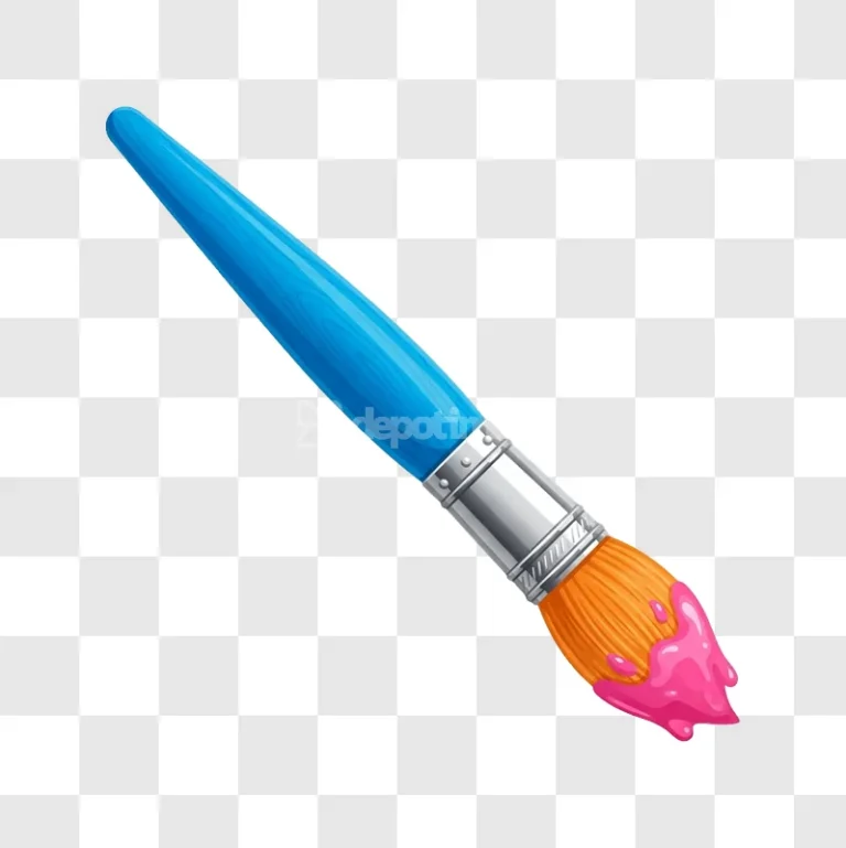 Blue Paint Brush With Pink Paint