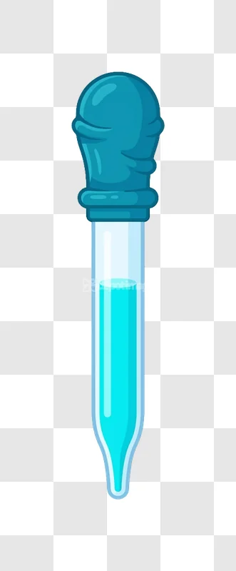 Blue Pipette Dropper Filled Aquatic Solution cartoon style transparent background
