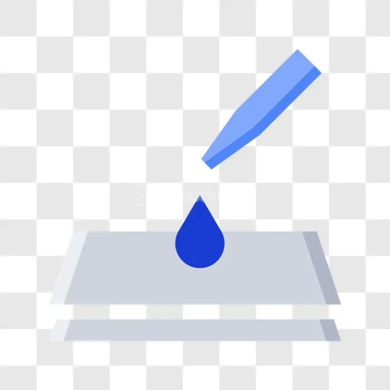 Blue Pipette Dropping Liquid Onto Medical Slide flat icon transparent background