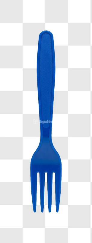 Blue Plastic Fork on Blue Background simple matte finish