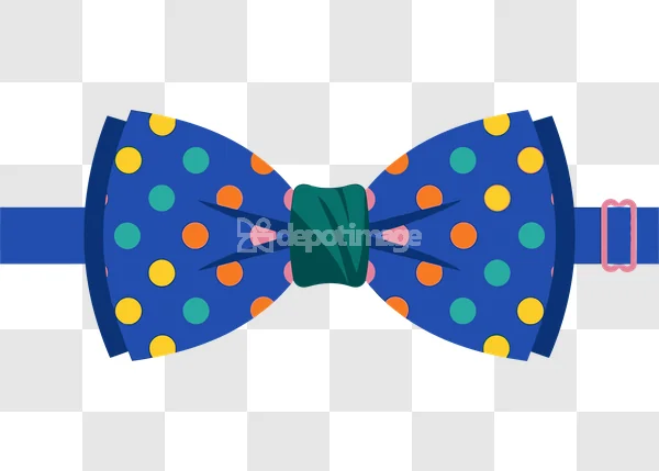 Blue Polka Dot Bow Tie Isolated cartoon style colorful dots
