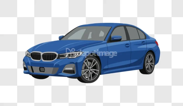 Blue Sedan Car Vector Illustration flat design transparent background
