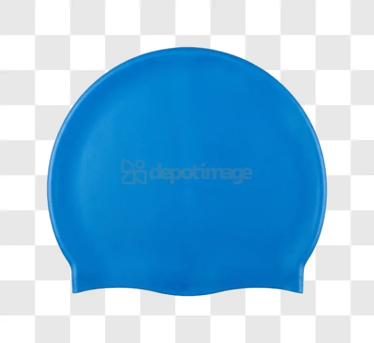 Blue Silicone Swim Cap Top View solid blue isolated
