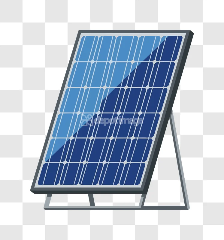 Blue Solar Panel Generating Renewable Energy flat style blue grey