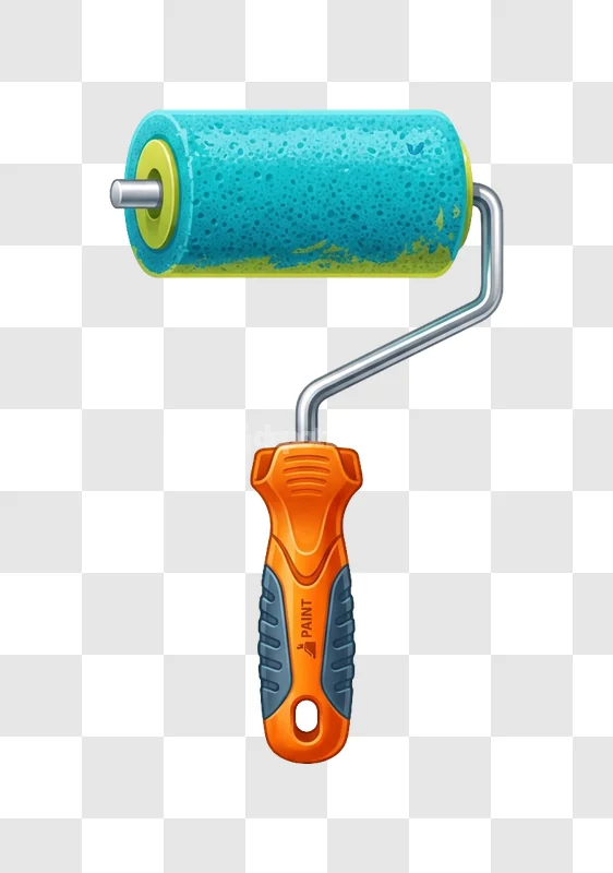 Blue Sponge Paint Roller Orange Handle Gradient
