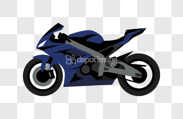 Blue Sport Motorcycle Vector flat design dark blue gray