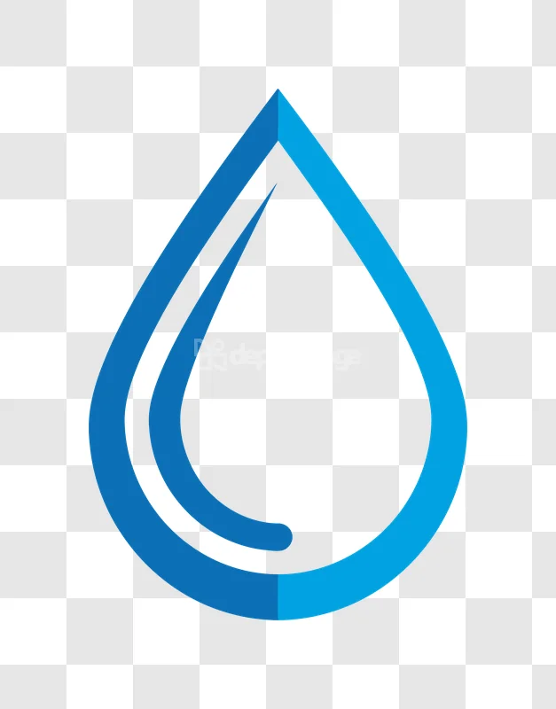 Blue Stylized Water Drop Minimalist Design Icon blue gradient transparent background