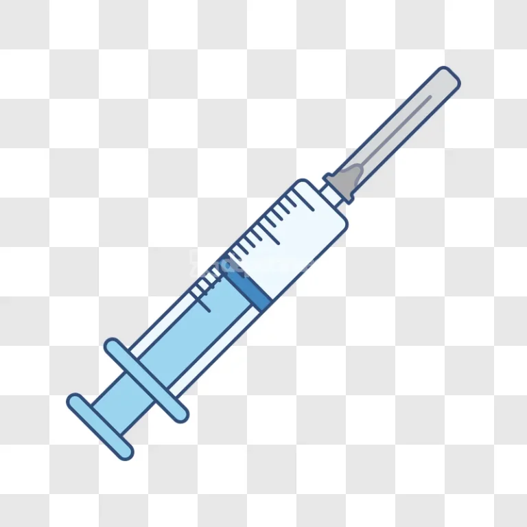Blue Syringe Filled With Liquid Icon flat light blue illustration