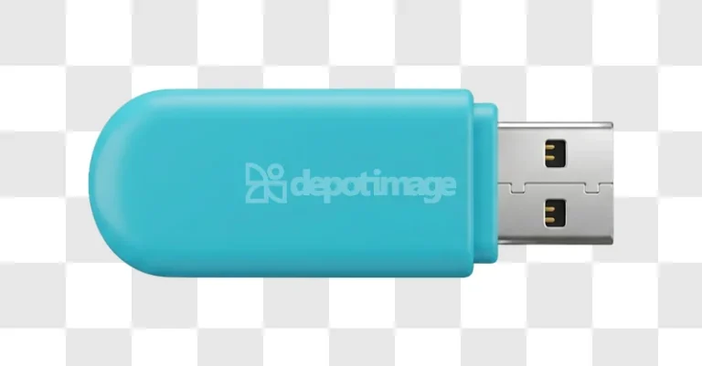 Blue Usb Dongle Tech Accessory 3d Render vibrant blue metallic connector