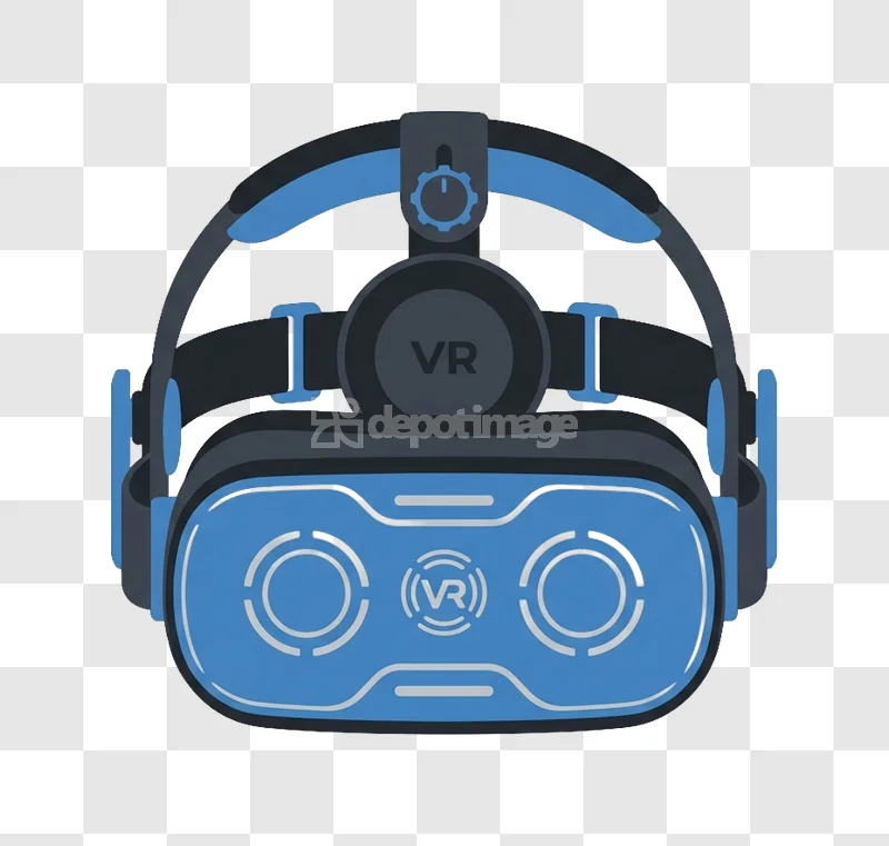 Blue Vr Headset Gaming Technology Icon flat design transparent background