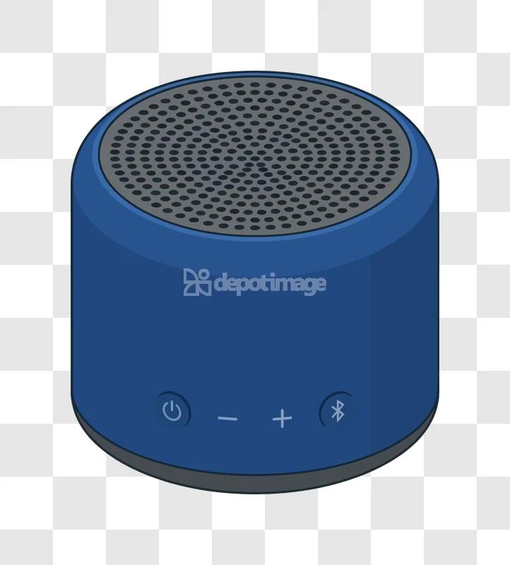 Blue Wireless Portable Speaker With Buttons flat design isolated object