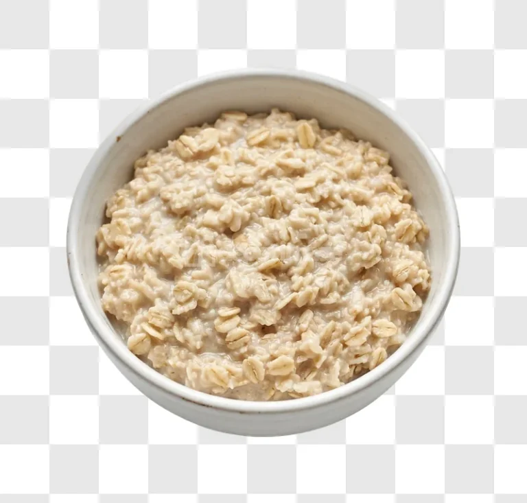 Bowl of Cooked Oatmeal creamy texture white bowl