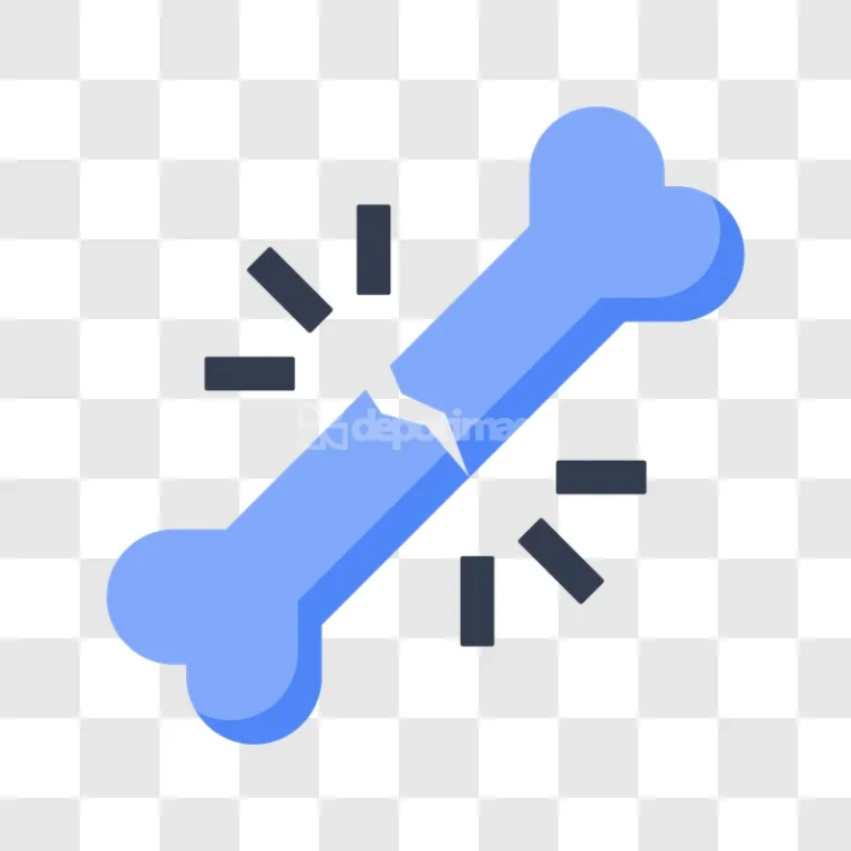 Broken Femur Bone Injury Medical Fracture Icon light blue flat icon transparent background