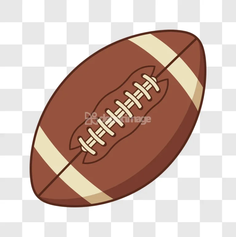 Brown American Football With White Laces cartoon style black background