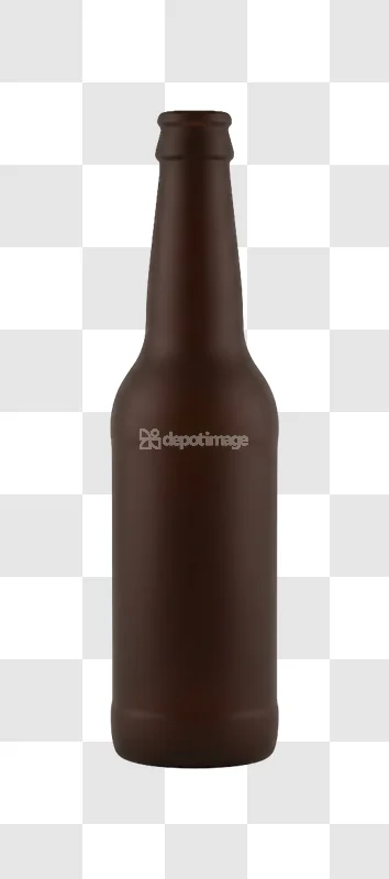 Brown Beer Bottle Against Dark Background, plain glass dark brown isolated