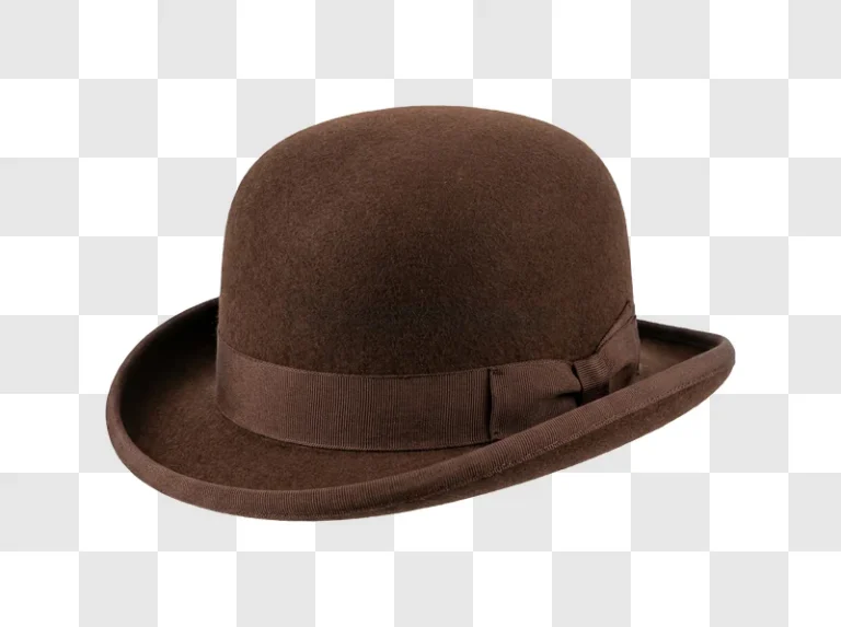 Brown Bowler Hat With Ribbon Trim felt material dark background
