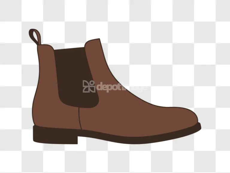 Brown Chelsea Boot Vector Illustration flat design transparent background