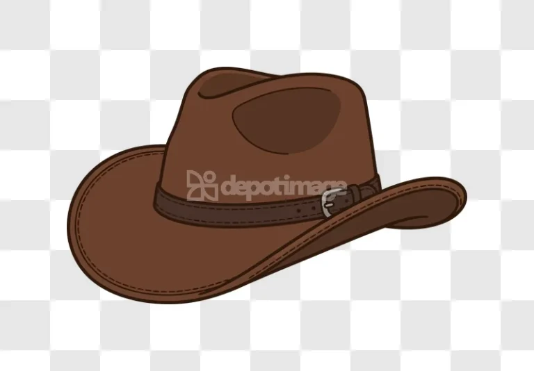Brown Classic Cowboy Hat With Buckle brown cartoon style transparent background