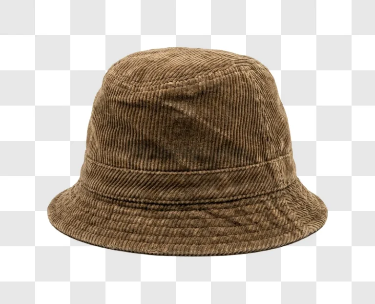 Brown Corduroy Bucket Hat textured fabric isolated background