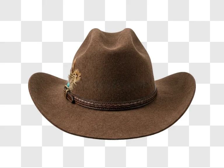 Brown Felt Cowboy Hat With Feather felt material brown color feather detail