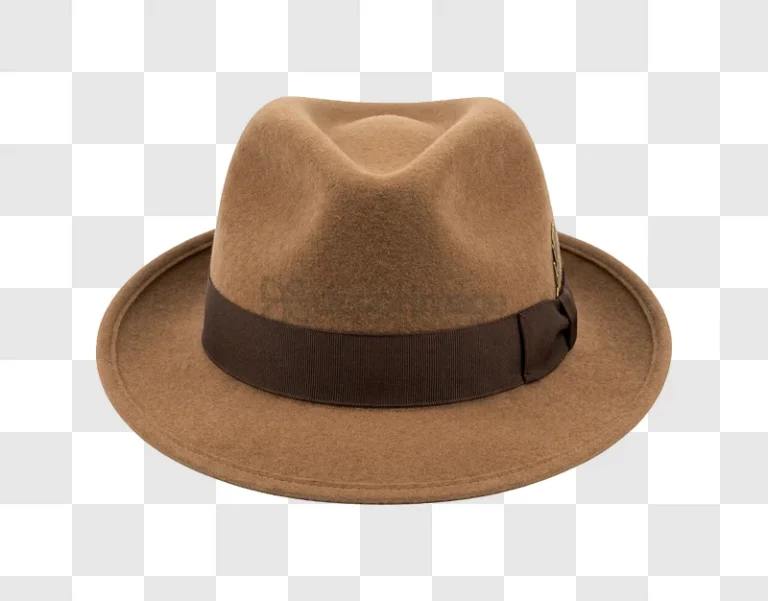Brown Felt Fedora Hat Front View classic style felt hat transparent background