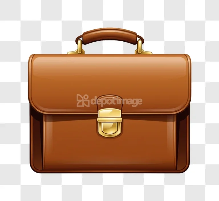 Brown Leather Briefcase Golden Clasp