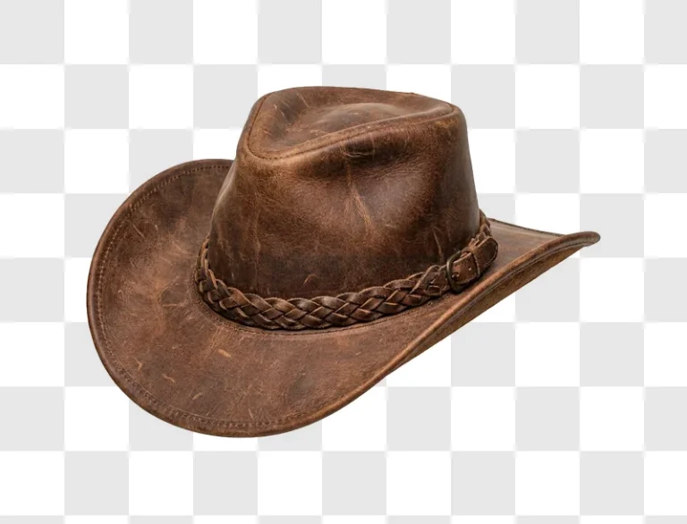 Brown Leather Cowboy Hat With Braided Band distressed leather braided band