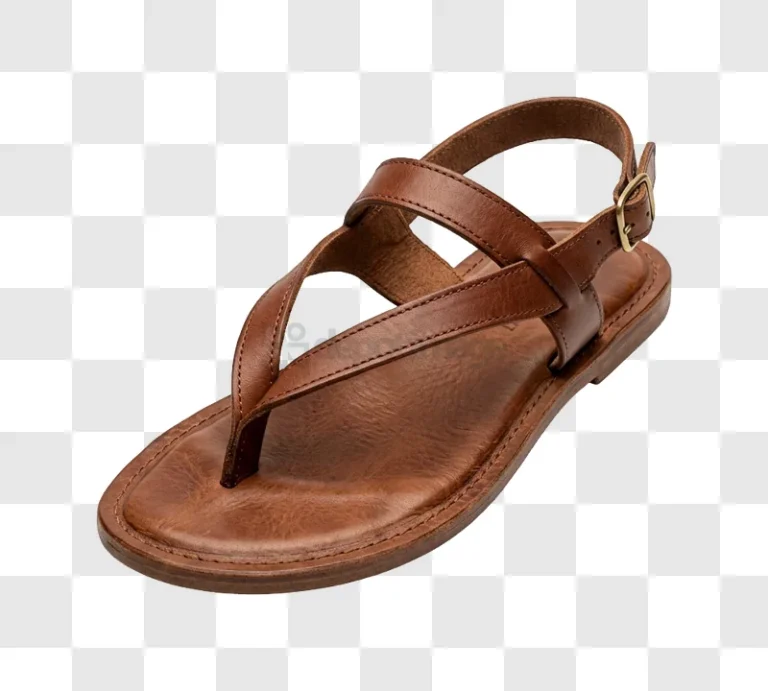 Brown Leather Thong Sandal on Brown Background, classic style, detailed stitching