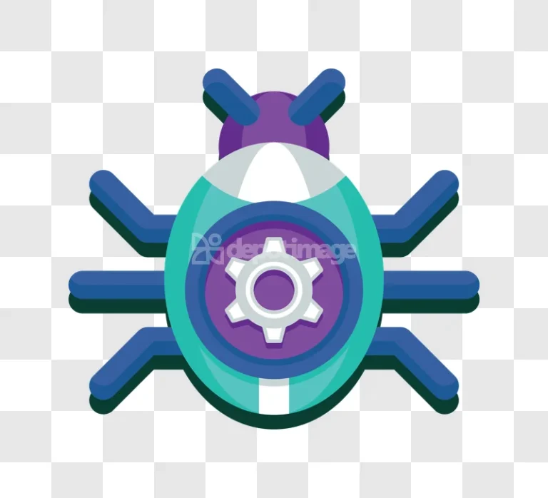 Bug Fix Development Software Gear Icon flat style blue purple teal